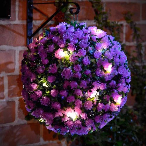 COLOURED SOLAR TOPIARY BALL LIGHTS (8)